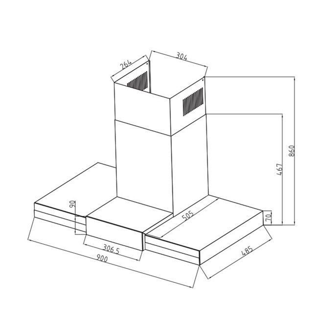 La Perle Noire 90cm TFT Display Cooker Hood (Black Moire)