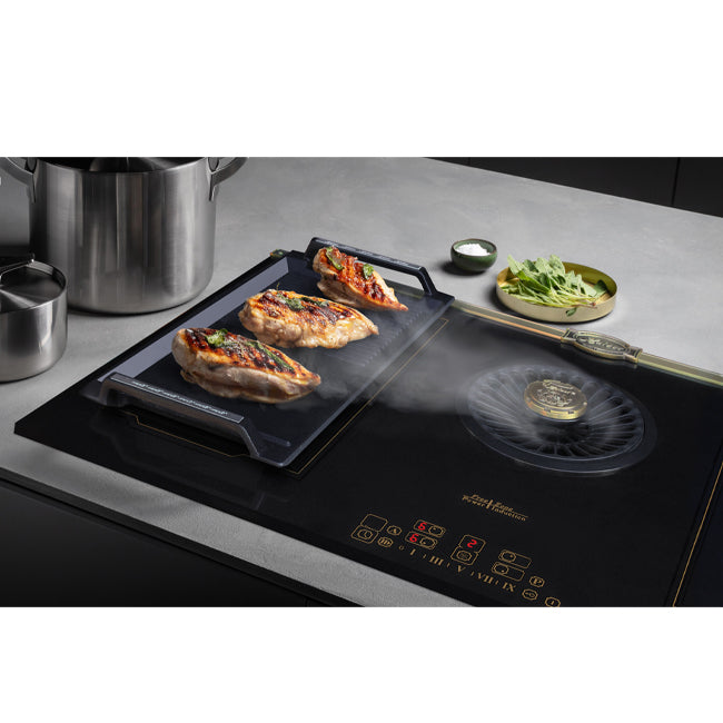 Art Deco 60cm Electric Oven & Downdraft Induction Hob Bundle (Ivory)