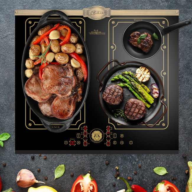 Art Deco 45cm Electric Oven & 58cm Free Zone induction Hob (Black)