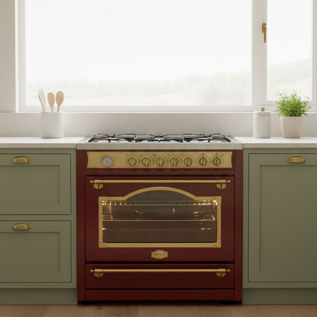 Empire 90cm Dual Fuel Range Cooker (Bordeaux Red)