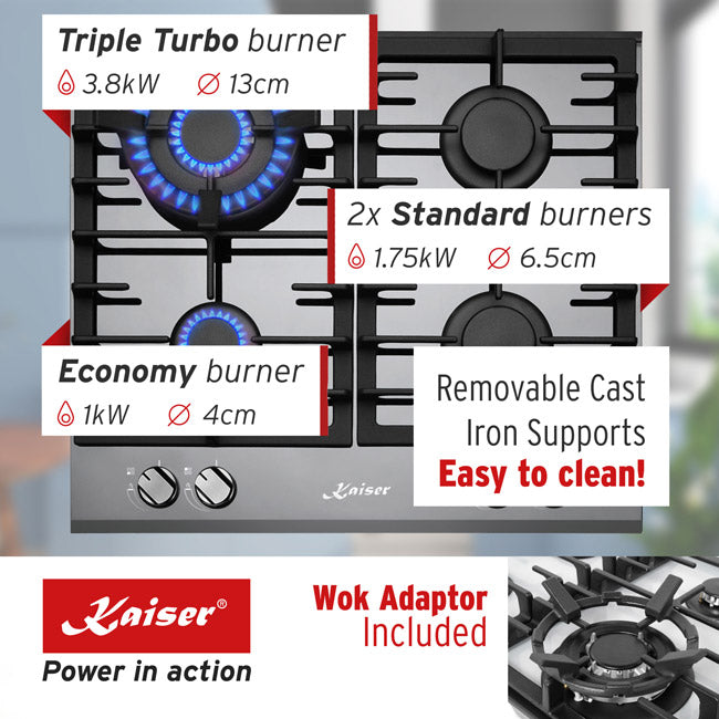Grand Chef Gas Oven & 4 Burner Gas Hob Bundle White
