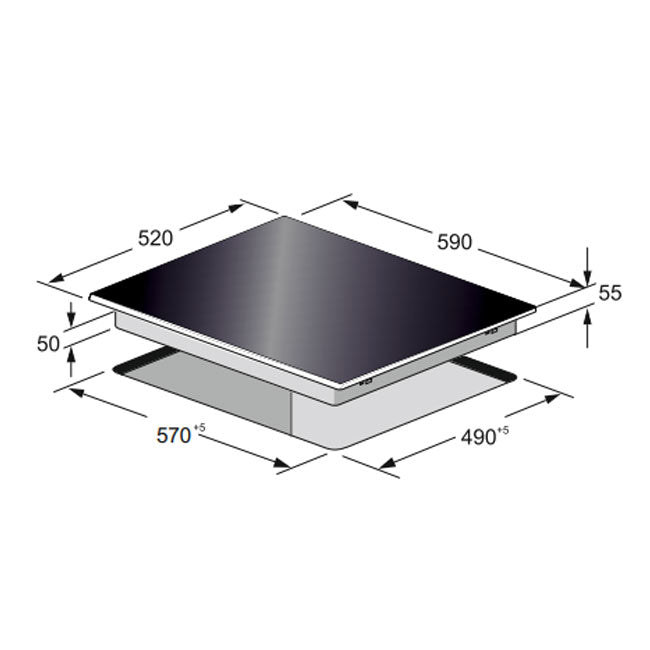 La Perle Noire 59cm Induction Hob (Black Moire)