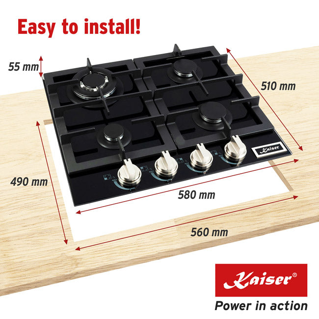 Grand Chef Gas Oven & 4 Burner Gas Hob Bundle (Black)