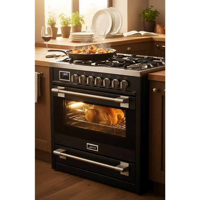 Avantgarde Pro 90cm Dual Fuel Range Cooker (Black)