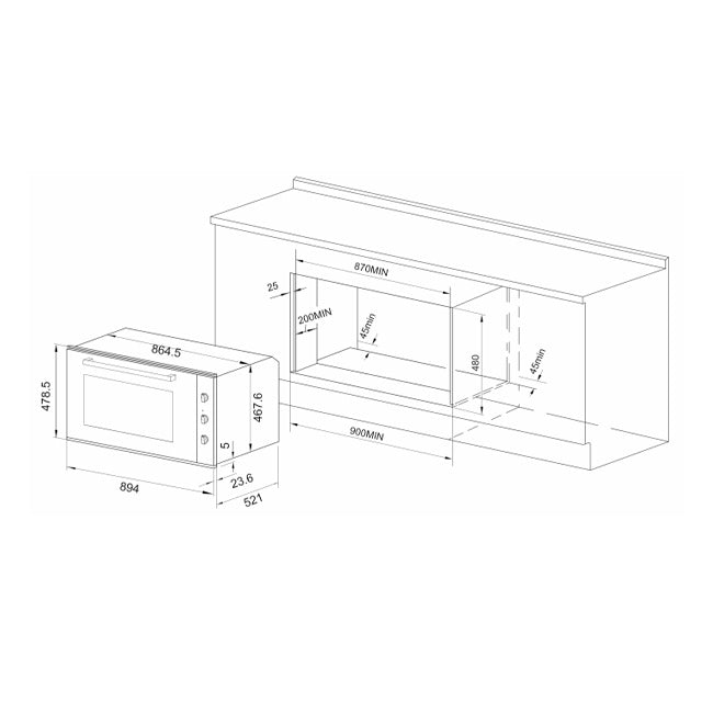 Avantgarde Pro 90cm Electric Oven & 90cm Turbo Gas Hob (Black)