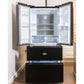 Art Deco French Door Fridge Freezer Leather Handles (Black)