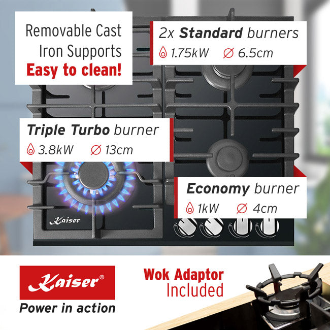 Grand Chef Turbo Gas Hob (Black Glass)