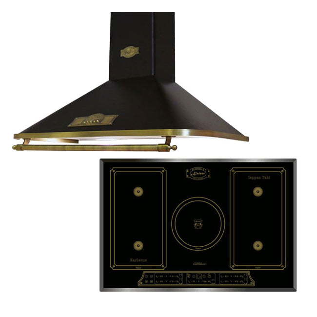 Empire 77cm Induction Glass Hob & Chimney Cooker Hood Bundle (Black)