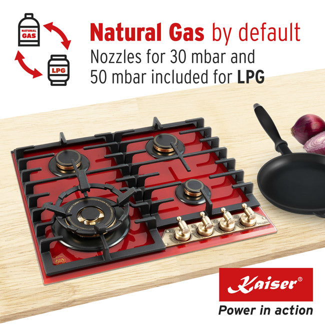 Empire 60cm Turbo Gas Hob (Bordeaux Red)