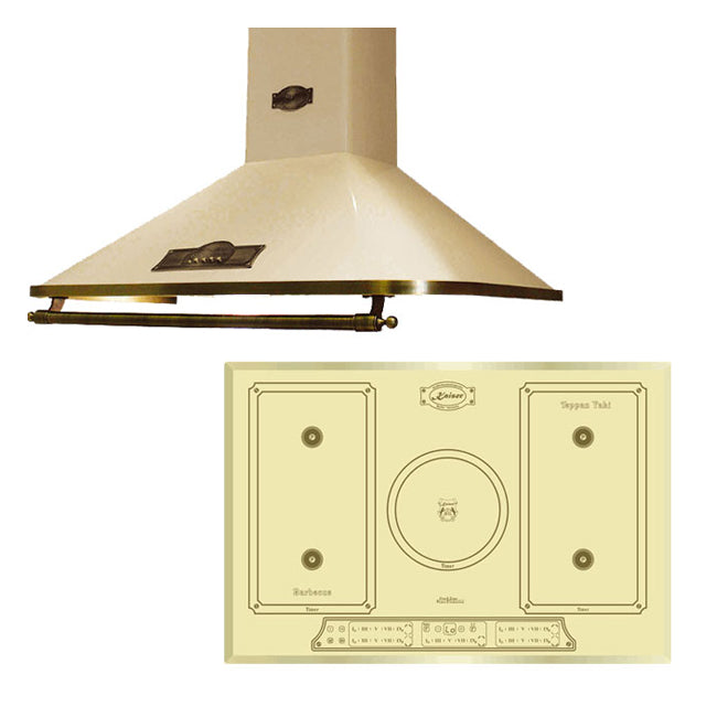Empire 77cm Induction Glass Hob & Chimney Cooker Hood Bundle (Ivory)
