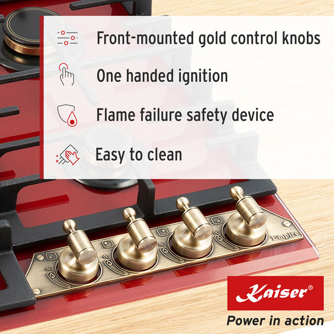 Empire 60cm Turbo Gas Hob (Bordeaux Red)