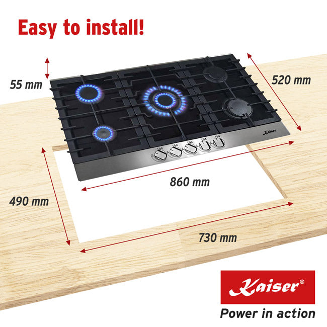 Avantgarde Pro 86cm Turbo Gas Hob (Black)