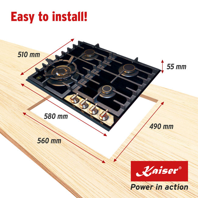 Empire 60cm Turbo Gas Hob (Black)