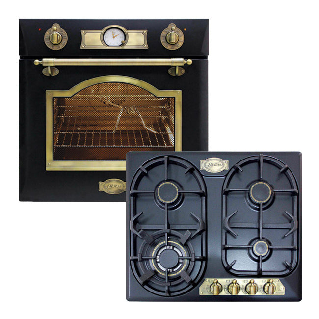 Empire Electric Oven & 4 Burner Enamel Gas Hob Bundle (Black)