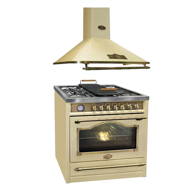 Empire Dual Fuel Range Cooker & 90cm Hood Bundle (Ivory)
