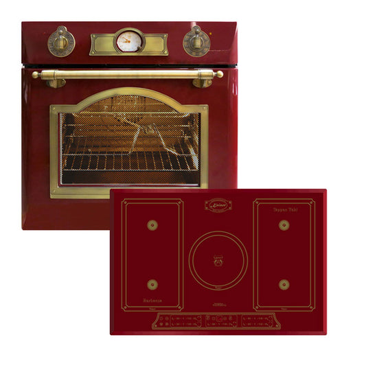Empire Electric Oven & 77cm Induction Hob Bundle (Bordeaux Red)